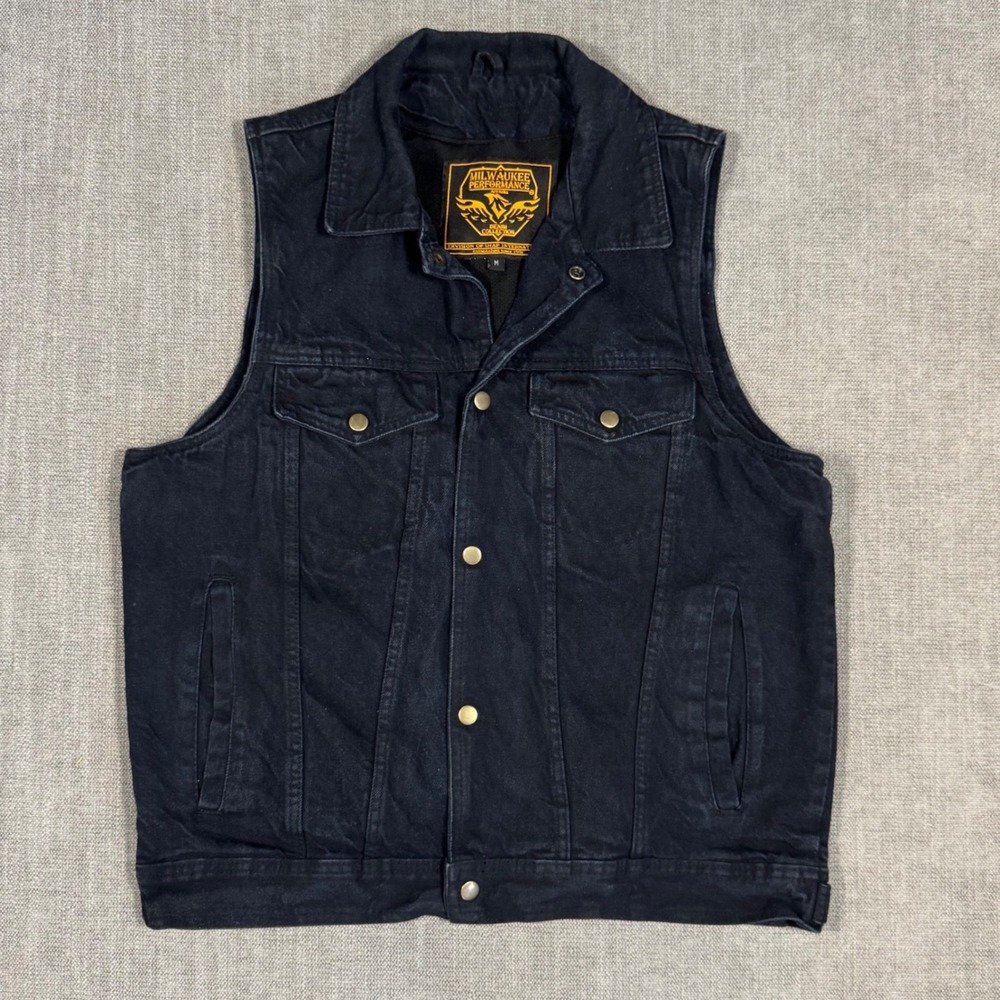 Milwaukee Leather DM1331 Denim Motorcycle Club Vest Mens M Concealed Carry